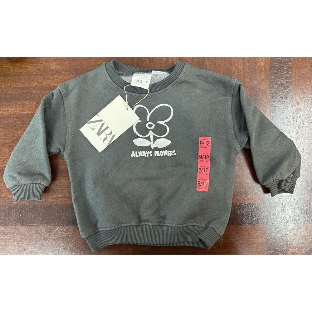 NWT Zara Baby Crew Neck Sweatshirt - Always Flowers